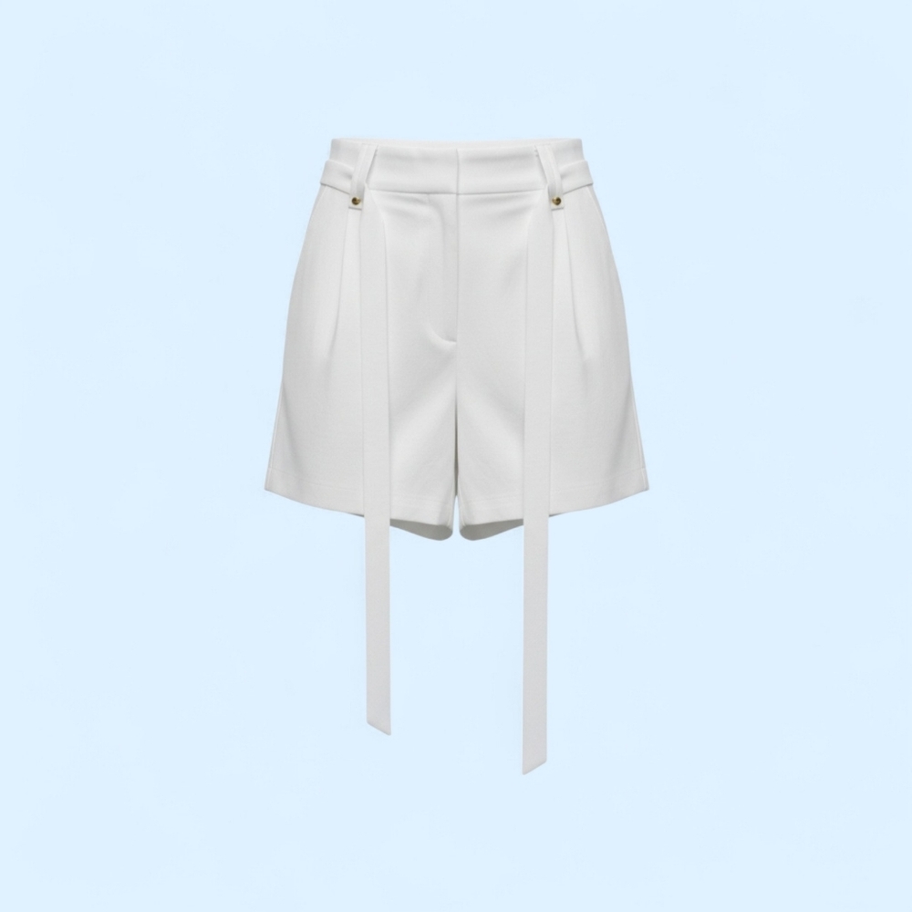 INC Women's White Shorts Size 8 W Tie Linen Blend NWT Front & Back Pockets